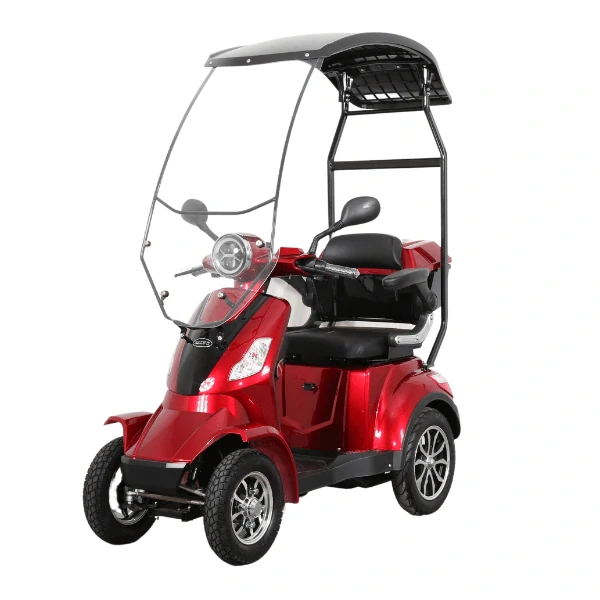 Elektrická čtyřkolka SELVO 41000Li se stříškou (Seniorský vozík Selvo pro seniory - vínová metalíza - led světla)